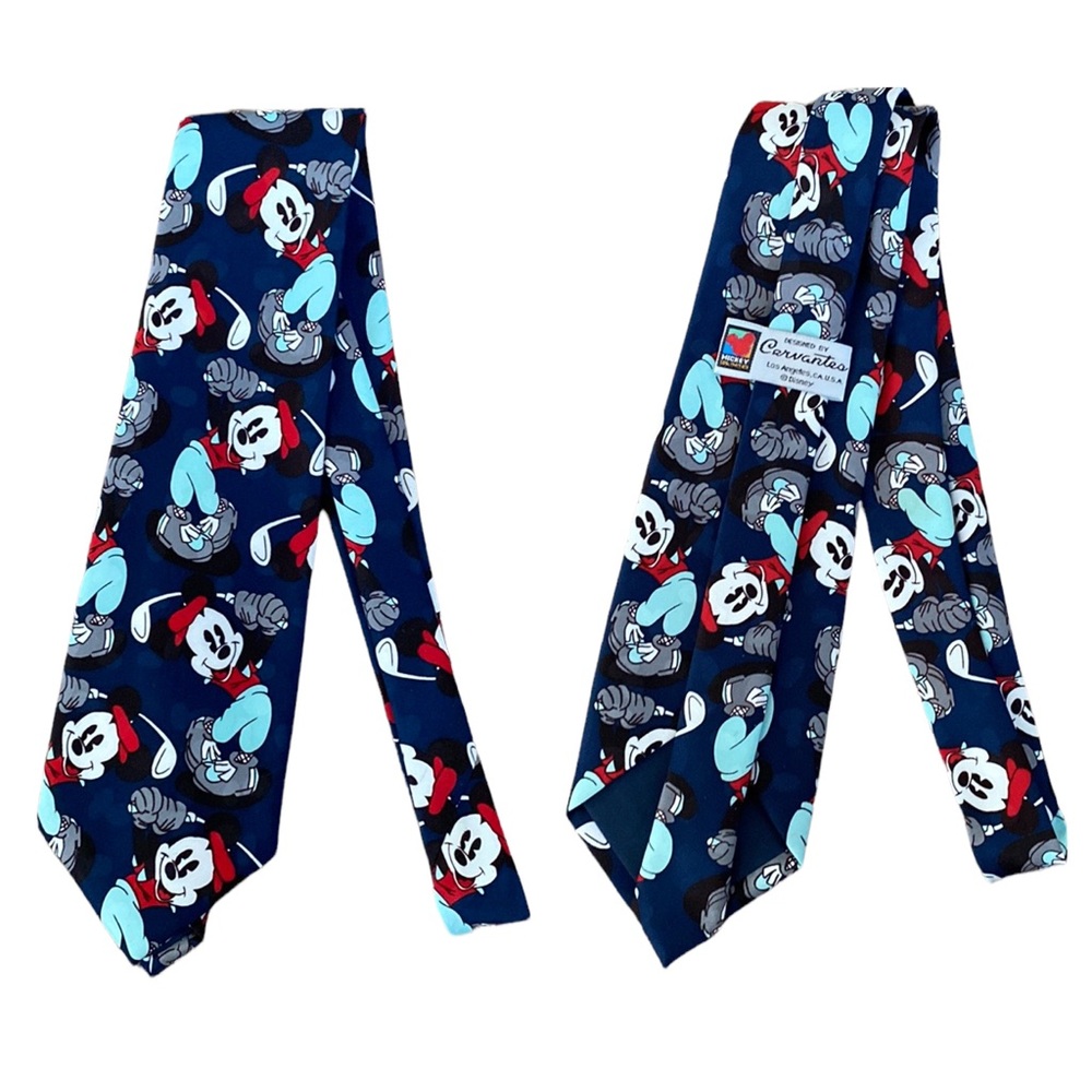 Cervantes Disney Mickey Unlimited Vintage Golf Pattern Print Neck Tie